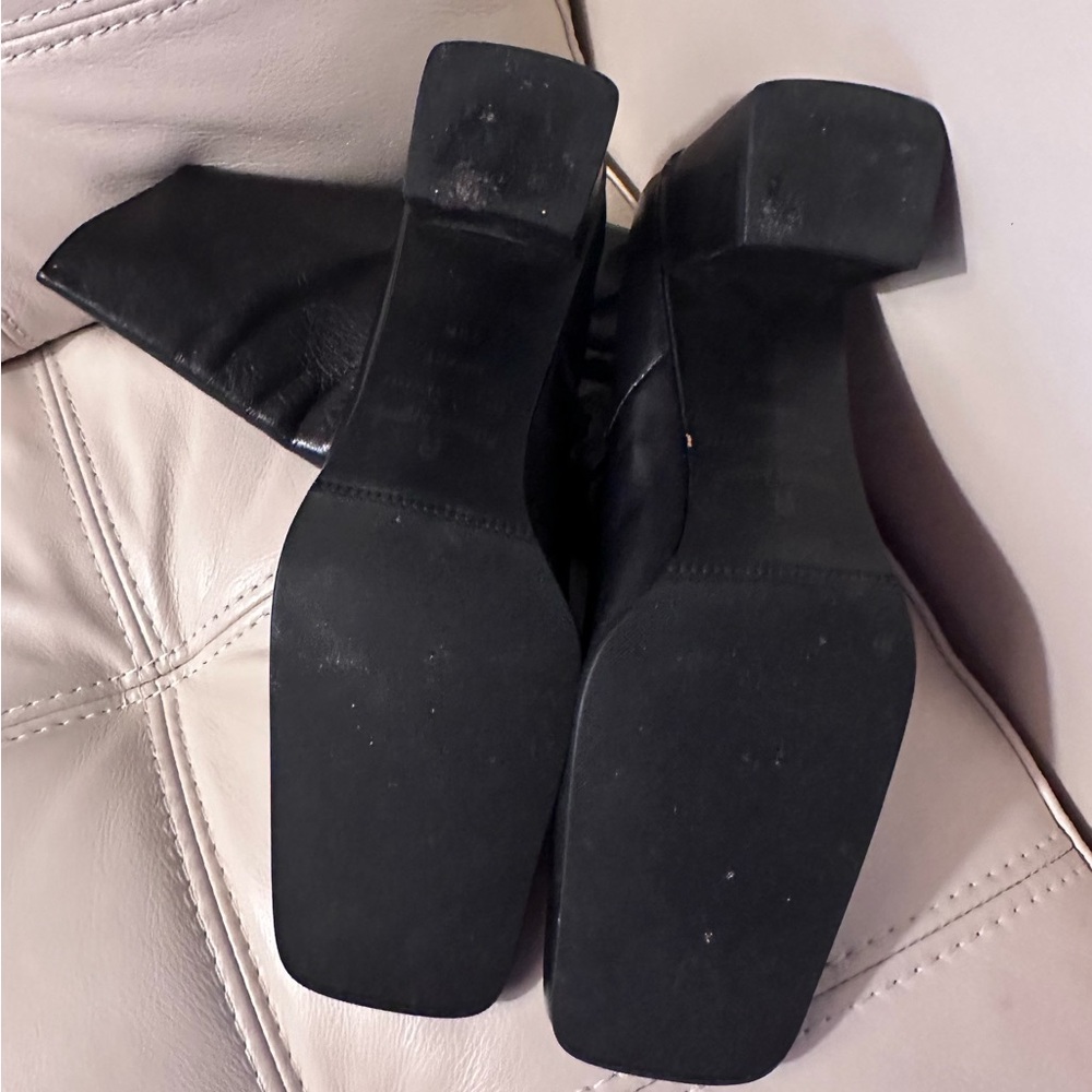 l Algner Black 7 1/2 leather half calf boots